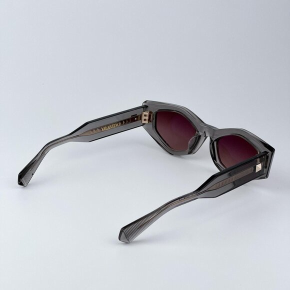 Valentino Women BRAND NEW Sunglasses Translucent Grey Rose Irregular V - TRE